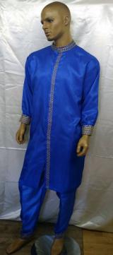 African Custom Nehru Collar Embroidered Pants Suit