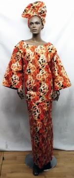 African-Orange-Print-Skirt-