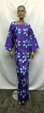 African Purple Blue Print Skirt Set