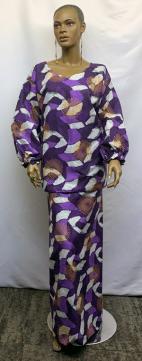 African Lavender Purple Skirt Set