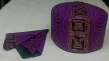 African Hat- Purple Print Kufi Hat Set for Men
