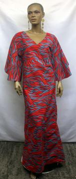 African Red Purple Long Dress