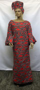 African Red Deep Navy Blue Long Dress