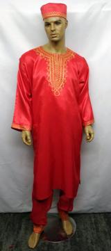 African Shirt- African Red Gold Dashiki Pants Set