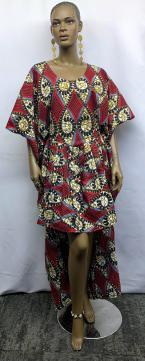 African Red Gray Diamond Makeba Dress