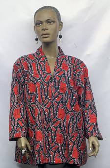 African Red Print Swing Jacket
