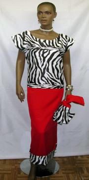 African-Red-Two-Toned-Silk-Zebra-Print-Dress