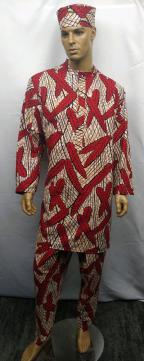 African-Shirt-Red-Print-Pattern-Shokoto-Set