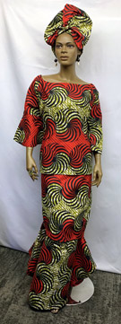 African-Skirt-Set-Red-Tan-A