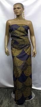 African Strapless Purple Gold Print Dress