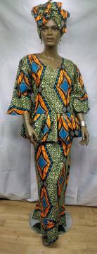 African Teal Peplum Set