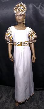 African White Gold Print Dress