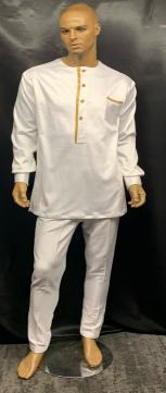 African White Gold Shokoto Cuffed Sleeves