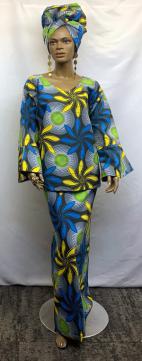 African-Yellow-Powder-Blue-Skirt-Set
