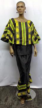 African Green Yellow Red  Kente 2pc Set