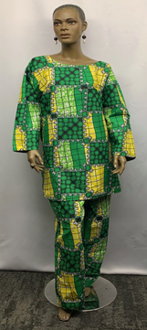 African Green Yellow Pants Set