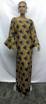 African Black Gold Bell Sleeve Dress