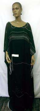 African Black White Long Kaftan