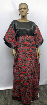 African Navy  Red Print Long Dress