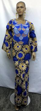Elegant African Blue Gold Sparkle Print Set