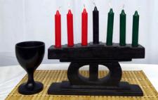 Kwanza Kinara (Black Wood) Complete w/ Candles