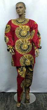 African Black Burgundy Pants Set