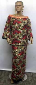 Elegant African Red Print Skirt Set