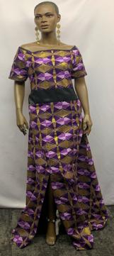Elegant Custom Two Toned Purple Print Dress