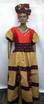 Elegant African Two-Toned Dress