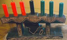 African Kwanzaa Kinara Complete w/Candles