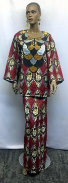 African Red Black Gold Buba Set