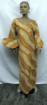 African Red Yellow Bell Sleeve Dress