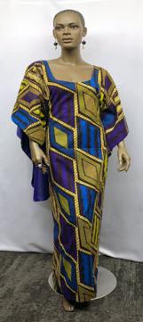 African Dress-African Purple Print Cape Dress