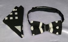Mudcloth Designer Black/White Bowtie Set
