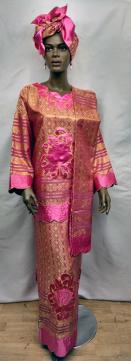 Africa fuchsia and Gold Dress 