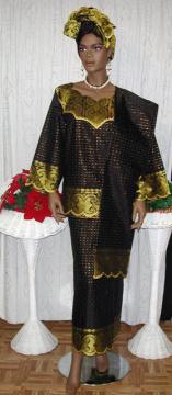 African Dress- Women Black and Gold Buba Dress