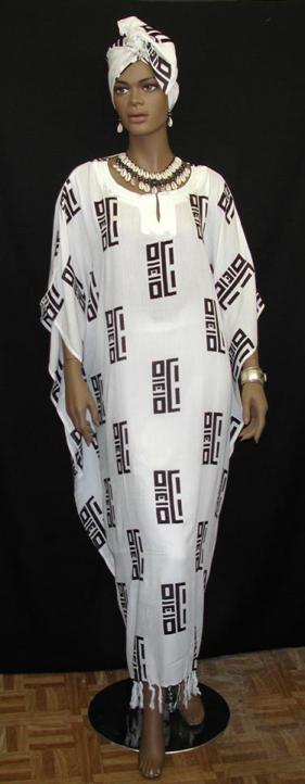 African Dress- Ethnic Caftan with Headwrap 