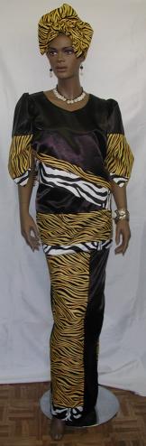 African Dress- Black Leopard Print Skirt Set