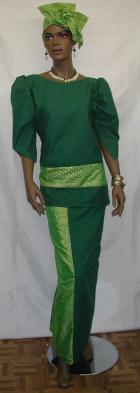 African Dress- Green George Two-Toned Skirt. 