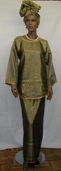 African Dress- Elegant Black and Gold  Dress