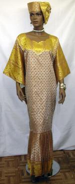 African Wedding Dress-Cream and Gold Dress