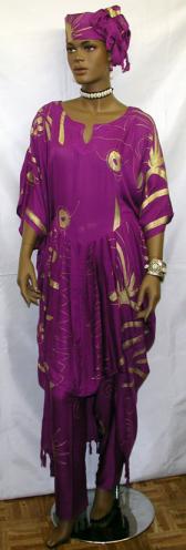African Dress- Elegant Makeba Pant Set w/Headwrap