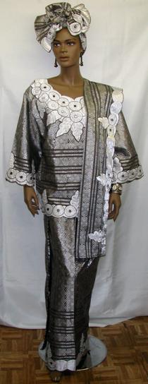 African Dress- Silver and Black African Dress