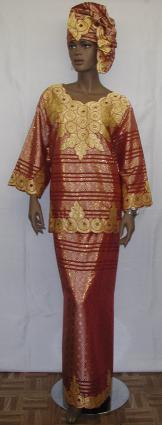 African Dress- Royal Burgundy and Gold  Dress