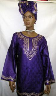 African Dress- Embroidery Blue Dashiki Top 