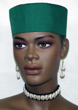 African Hat- Elegant Green Kufi Hat for Women