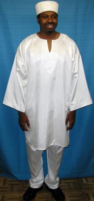 African Shirt-White and Silver Dashiki w/Pants