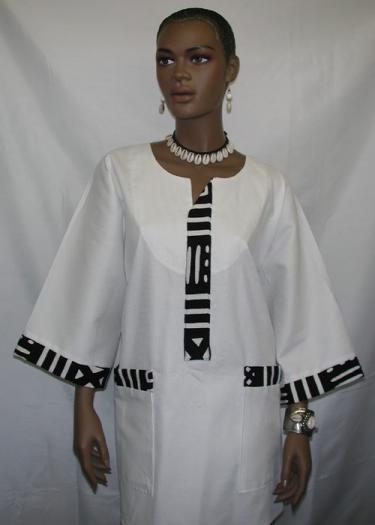 African Shirt- Mud Cloth Trim Dashiki Top