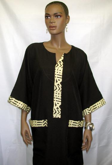 African Shirt-  Cream Mud Cloth Print Top