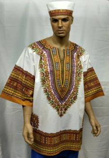 African White Dashiki Shirt (Sm - 6X-Large)